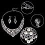 EVER FAITH Crystal Cream Simulated Pearl Wedding Floral Necklace Earrings Set Clear