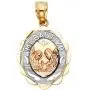 Wellingsale 14K Tri 3 Color Gold Polished Milgrain Religious Baptism''Mi Bautizo'' Charm Pendant