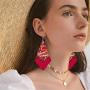 ZRosse 2 pairs African Tradition Prints Wooden Drop Earrings Afrocentric Ethnic Bohemian Styles Big Wood Loops Jewelry For Women Gifts
