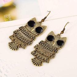 Owl Earrings For Women,Boho Owl Drop Dangle Earrings,Vintage Carved Owl Jewelry Gifts for Owl Bird Animal Lovers