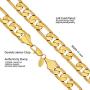 Lifetime Jewelry 11mm Figaro Chain Necklace 24k Gold Plated for Men Women & Teen