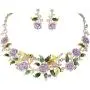 EVER FAITH Crystal Enamel Hummingbird Hibiscus Flower Leaf Necklace Earrings Set Gold-Tone EVER FAITH Crystal Enamel Hummingbird Hibiscus Flower Leaf Necklace Earrings Set Gold-Tone