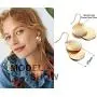 Dangle Drop Earrings for Women Fashion Big Double Circle Disc 14K Gold Filled Brushed Wave Round Hoop Statement Post Dangle French Wire Earrings Minimalist Jewelry for Girls Gift for Her