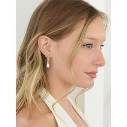 Mariell Genuine Freshwater Pearl Drop Earrings - Vintage Cubic Zirconia - Great for Brides or Bridesmaids