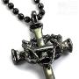 Nail Cross Crown of Thorns Dark Finish Necklace on Dark Ball Chain