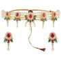 Efulgenz Indian Bollywood 14 K Gold Plated Cubic Zirconia Faux Ruby Pearl Choker Necklace Earring Bridal Jewelry Set