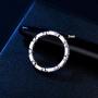 Newshe Blue Emerald Eternity Rings for Women 925 Sterling Silver Gemstone Wedding Bands Cz Size 5-10
