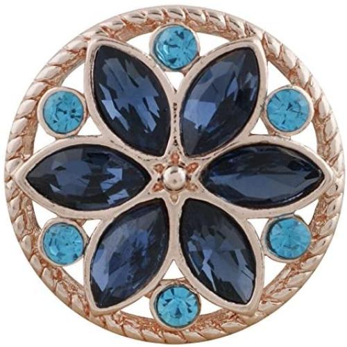 Interchangeable Snap Jewelry Rose Gold Dark Blue & Blue Marquise Flower Holds 18-20mm My Prime Gifts