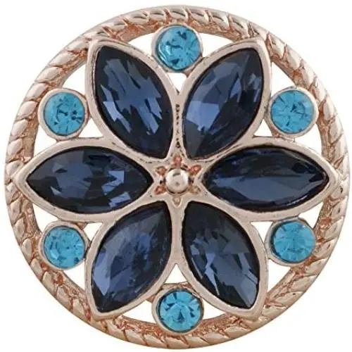 Interchangeable Snap Jewelry Rose Gold Dark Blue & Blue Marquise Flower Holds 18-20mm My Prime Gifts Interchangeable Snap Jewelry Rose Gold Dark Blue & Blue Marquise Flower Holds 18-20mm My Prime Gifts