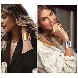 U7 Women Stainless Steel Wide Armband Bangle Statement Party Jewelry 30-60MM Wide Open Cuff Bracelet, Customize Engravable