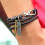 Y-blue Multilayer Bracelet Fashion Punk Leather Woven Braided Cross Bangle Wrist Cuff Wristband…