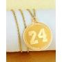Forever 24KT Gold Plated 2 sided Medallion Memorial Necklace | Rope 24” Goldtone Chain | Basketball Tribute to Number 8, 24 Jersey | 1978-2020 G.O.A.T