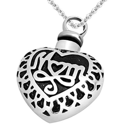 JMQJewelry Heart Urn Dad/Mom Cremation Necklace Memorial Ashes Keepsake Jewelry Pendant