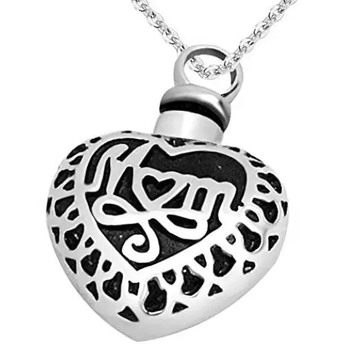 JMQJewelry Heart Urn Dad/Mom Cremation Necklace Memorial Ashes Keepsake Jewelry Pendant JMQJewelry Heart Urn Dad/Mom Cremation Necklace Memorial Ashes Keepsake Jewelry Pendant