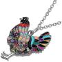WEVENI Enamel Alloy Rhinestone Chicken Hen Necklace Pendant Chain Jewelry Novelty Gifts for Women Girls Ladies