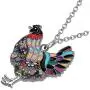 WEVENI Enamel Alloy Rhinestone Chicken Hen Necklace Pendant Chain Jewelry Novelty Gifts for Women Girls Ladies WEVENI Enamel Alloy Rhinestone Chicken Hen Necklace Pendant Chain Jewelry Novelty Gifts for Women Girls Ladies