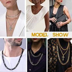 U7 Stainless Steel Figaro Chain|Width 3mm-12mm|Length 16 Inch to 32 Inch|Italian Style Flat Link Necklace for Men and Women, Gift Box Packed