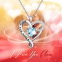 EVER FAITH Mothers Day Birthday Gift 925 Sterling Silver CZ''I Love You Mom'' Heart Pendant Necklace