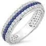Dazzlingrock Collection 14K Round Blue Sapphire & Diamond Ladies Pave Set Anniversary Wedding Eternity Band, White Gold