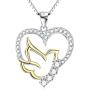 925 Sterling Silver Doves Birds Faith Hope Love with Open Heart Pendant Necklace for Women Teenage Girls, 18inches