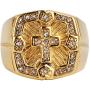 AsAlways Mens Retro Vintage Crusade Cross Biker Religious 18K Gold Plated Stainless Steel Cubic Zirconia CZ Cross Paladin Ring Size 7-13