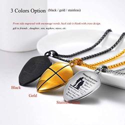 U7 Shield of Faith/Inspirational Pendant Chain 22 Inch Joshua 1:9 Cross Amulet Necklace, Text Engrave Customizable, 3 Color Options