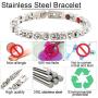 N+NITROLUBE Women Magnetic Therapy Bracelet Silver Fashion Snow-White Zircon for Women Stainless Steel Bracelets (7.28 in)