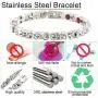 N+NITROLUBE Women Magnetic Therapy Bracelet Silver Fashion Snow-White Zircon for Women Stainless Steel Bracelets (7.28 in)