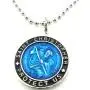 St. Christopher Large Surf Medal Necklace Pendant, Protector of Travel rb-bk Royal Blue-Black
