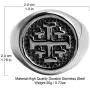 HZMAN Mens Vintage Stainless Steel Crusader Jerusalem Cross Ring