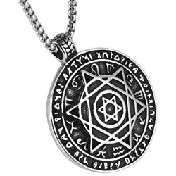 HZMAN Talisman Seal Solomon Six-pointed Star 12 Constellation Pendant stainless steel Necklaces 22+2'' Chain