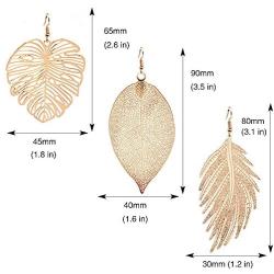 MYYAGEW Double Hollow Leaf Earrings,Bohemian Earrings Set Metal Leaves Drop Dangle Vintage Hook Earrings for Women Girls