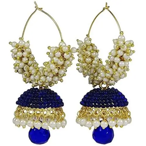 Crunchy Fashion Bollywood Stylish Traditional Indian Jewelry Meenakari Jhumka Earrings for Women