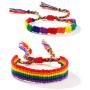 Defusky Rainbow Bracelets 2Pcs Gay Pride & Lesbian Bracelets Parade Accessory Wristband LGBT Pride Jewelry for Men Women
