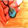 Tebapi Labradorite Pendant Necklace for Women, Natural Semi Precious Pendant with Braided Necklace for Women Men
