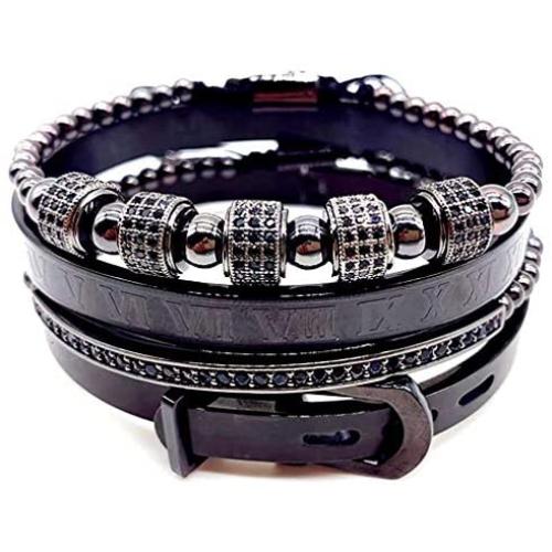 KOKOSHELL Royal King Crown Entertainment 4PCS Set Rhinestone 18kt Gold Bracelet/Silver Charm Bracelets Men Luxury CZ Imperial Gifts Women Jewelry Vice Cubic Zirconia Beads Bangle