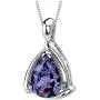 Simulated Alexandrite Pendant Necklace Sterling Silver Pear Shape 2.50 Carats Simulated Alexandrite Pendant Necklace Sterling Silver Pear Shape 2.50 Carats