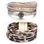 Leather Bracelet Leopard Multilayer Wrap Cuff Bracelet Punk Jewelry For Women Teen Girls Leather Bracelet Leopard Multilayer Wrap Cuff Bracelet Punk Jewelry For Women Teen Girls