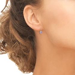 Sterling Silver Round-Cut Genuine or Created 6mm Gemstones Classic Leverback Earrings