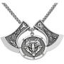 GuoShuang Men viking nordic odins wolf and raven rune pendant necklace