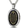 Nano Jewelry Christian Cross Necklace Inscribed with The Lords Prayer in 24k Gold on Oval Black Onyx Stone, 18'' -