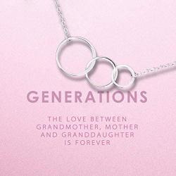 SOLINFOR Generations Necklace - Sterling Silver Jewelry with Gift Wrapping, Card - Gifts for Grandma, Grandmother, Birthday, Mothers Day from Granddaughter- 3 Interlocking Circles Necklace for Women