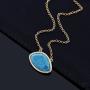 Gem Stone King 925 Sterling Silver Yellow Gold Plated Simulated Turquoise and White CZ Womens Pendant Necklace, 6.60 Cttw with 18 inch Silver Chain