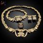 Yulaili XO Teddy Bear 18K Gold Plated Necklace Earrings Bracelet Ring Bridal Jewelry Sets for Women Jewellery Display