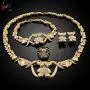 Yulaili XO Teddy Bear 18K Gold Plated Necklace Earrings Bracelet Ring Bridal Jewelry Sets for Women Jewellery Display Yulaili XO Teddy Bear 18K Gold Plated Necklace Earrings Bracelet Ring Bridal Jewelry Sets for Women Jewellery Display