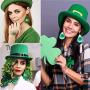 St. Patricks Day Faux Leather Earrings Shamrock Clover Teardrop Dangle Earrings Irish Green Leather Earrings for Women 25 Pairs