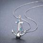 CUOKA MIRACLE Anchor Necklace with Blue Opal Dolphin Pendant Navy Sailor Dolphin Necklace Nautical Jewelry Anchor Jewelry for Women Birthday Best Friend