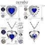DEPHINI - Blue Jewelry Set - Blue Necklace & Blue Earrings - 925 Sterling Silver - Branded Crystal Studs & Pendant Birthstone - 18'' Rhodium Plated Silver Chain - Jewelry Box Gifts for Women