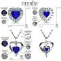 DEPHINI - Blue Jewelry Set - Blue Necklace & Blue Earrings - 925 Sterling Silver - Branded Crystal Studs & Pendant Birthstone - 18'' Rhodium Plated Silver Chain - Jewelry Box Gifts for Women
