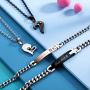 INBLUE 4PCS Couple Necklace Bracelet Matching Set for Women Men Girlfriend Boyfriend Lover Stainless Steel Love Heart Puzzle Pendant Adjustable Chain His & Hers Jewelry Gift